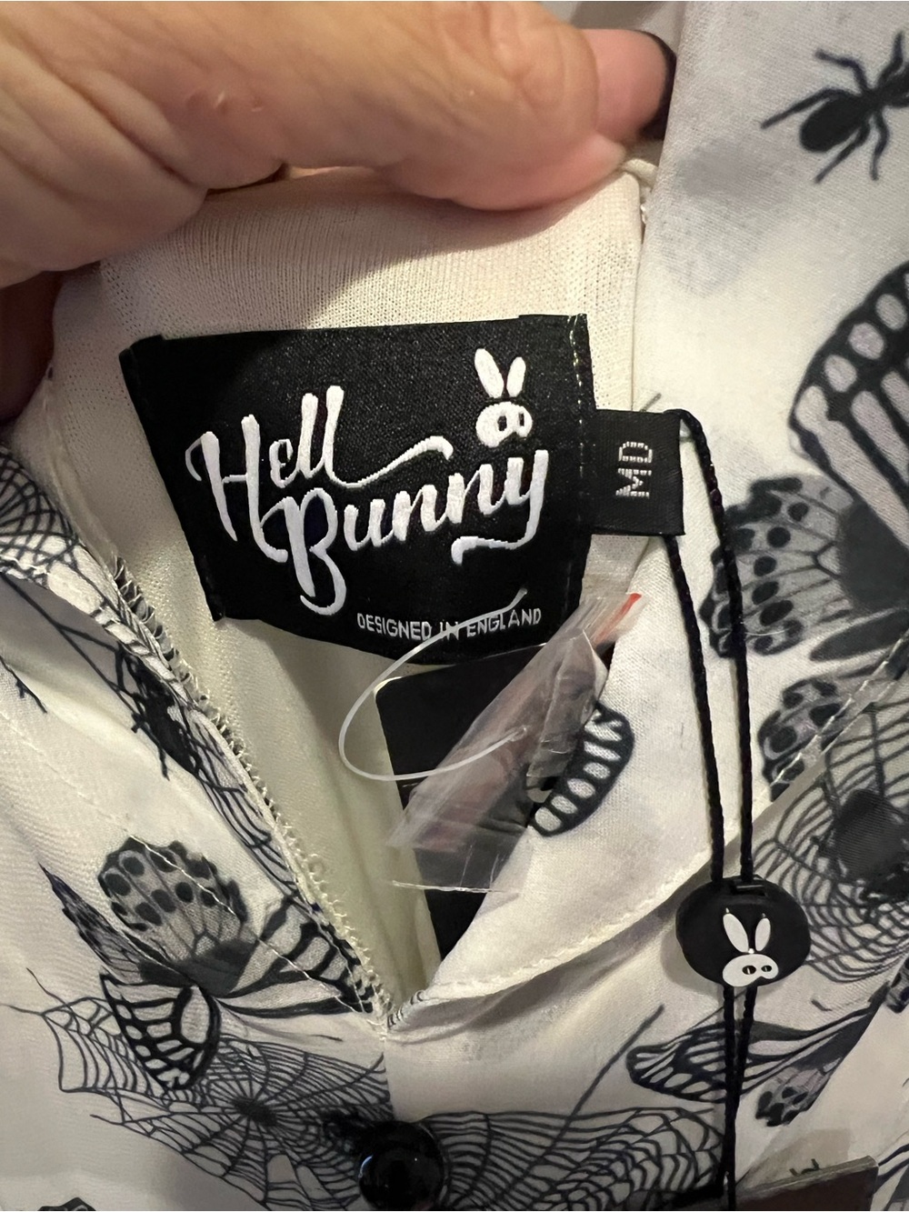 Hell Bunny Black and White Butterfly and spiderweb Print Dress